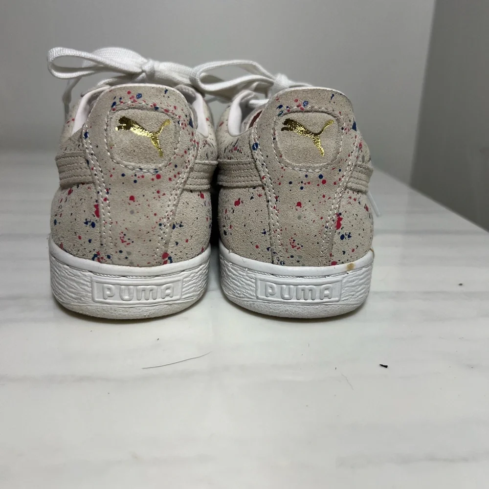 Puma Men's Natural Paint Splatter Sneakers‎ Suede Classic Allo Gray Size 8.5